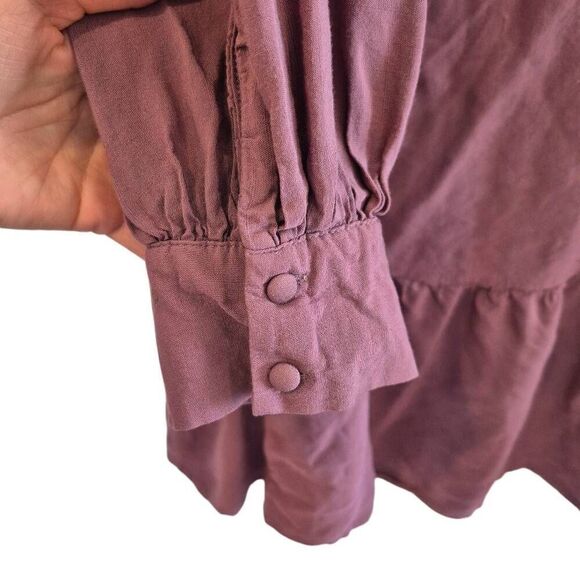 Ava & Viv Women's Mauve Rayon Long Sleeve Baby Doll Dress w Pockets - Picture 7 of 10